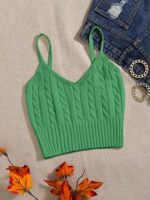 SHEIN Unity Top de tirantes tejido de cable - Verde - Ver 1