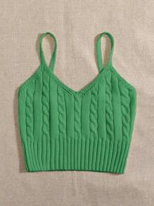 SHEIN Unity Top de tirantes tejido de cable - Verde - Ver 3