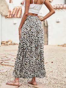 BTFBM 豹紋印花流蘇細節超長半身裙 - 彩色 - 查看 2