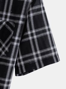 Manfinity Men 1pc Plaid Pocket Front Shirt - Black and White - View 4