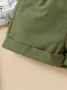 Souflis Souflis 男嬰恐龍印花前蝴蝶結襯衫連體衣和背帶短褲 - 彩色 - 查看 4