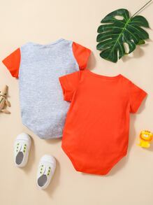 嬰兒2入組卡通圖案T恤連體衣 - 彩色 - 查看 2