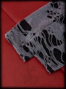 ROMWE Grunge Punk Ripped Holes Fingerless Gloves - Black - View 5