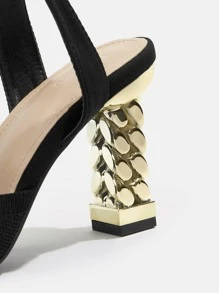 CUCCOO BIZCHIC Woman Shoes Point Toe Sculptural Heeled Ankle Strap Pumps For Summer Graduation Heels Prom Heels Vacation Shoes Summer Elegant Heels - Black - View 3