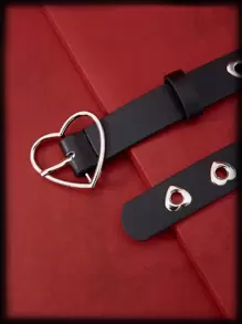 ROMWE Grunge Punk Cinturón con hebilla de corazón - Negro - Ver 4