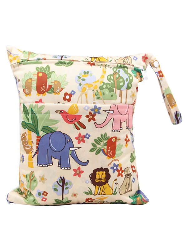 1pc Waterproof Washable Zipper Reusable Diaper Storage Bag