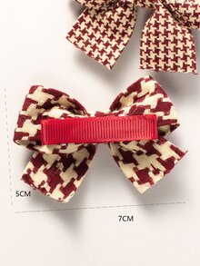 2入組小女童蝴蝶結裝飾髮夾 - 彩色 - 查看 4