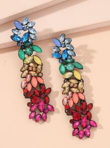 Color Block Rhinestone Decor Drop Earrings - Multicolor - View 2