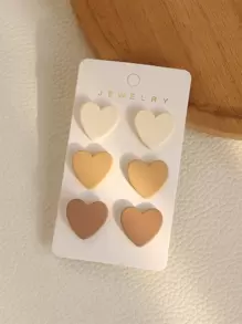 3 cặp/bộ Hoa tai Acrylic hình trái tim nhiều màu sắc dùng cho tiệc lễ hội dành cho bé gái Ngày lễ tình nhân, Mẹ, Mẹ, Ngày của Mẹ, Quà tặng - Lạc đà - Xem 1