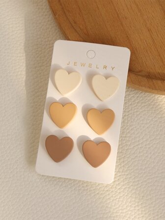 3pairs/Set Colorful Heart-Shaped Festival Party Lovely Acrylic Earrings For Girls Valentines,Mom,Mother,Mother's Day,Gift