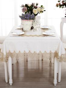 Jacquard Guipure Lace Trim Tablecloth - Multicolor - View 2