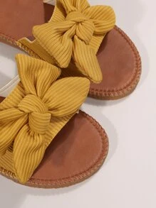 Bow Decor Slide Sandals - Yellow - View 5