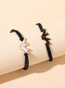 2 cái Cặp đôi Origami Cần cẩu Trang trí Vòng tay - Đen và trắng - Xem 2