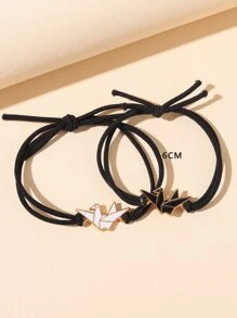 2 cái Cặp đôi Origami Cần cẩu Trang trí Vòng tay - Đen và trắng - Xem 3