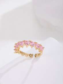 Vòng cửa tay áo Khối Zirconia  Trang trí trái tim - Vàng - Xem 3