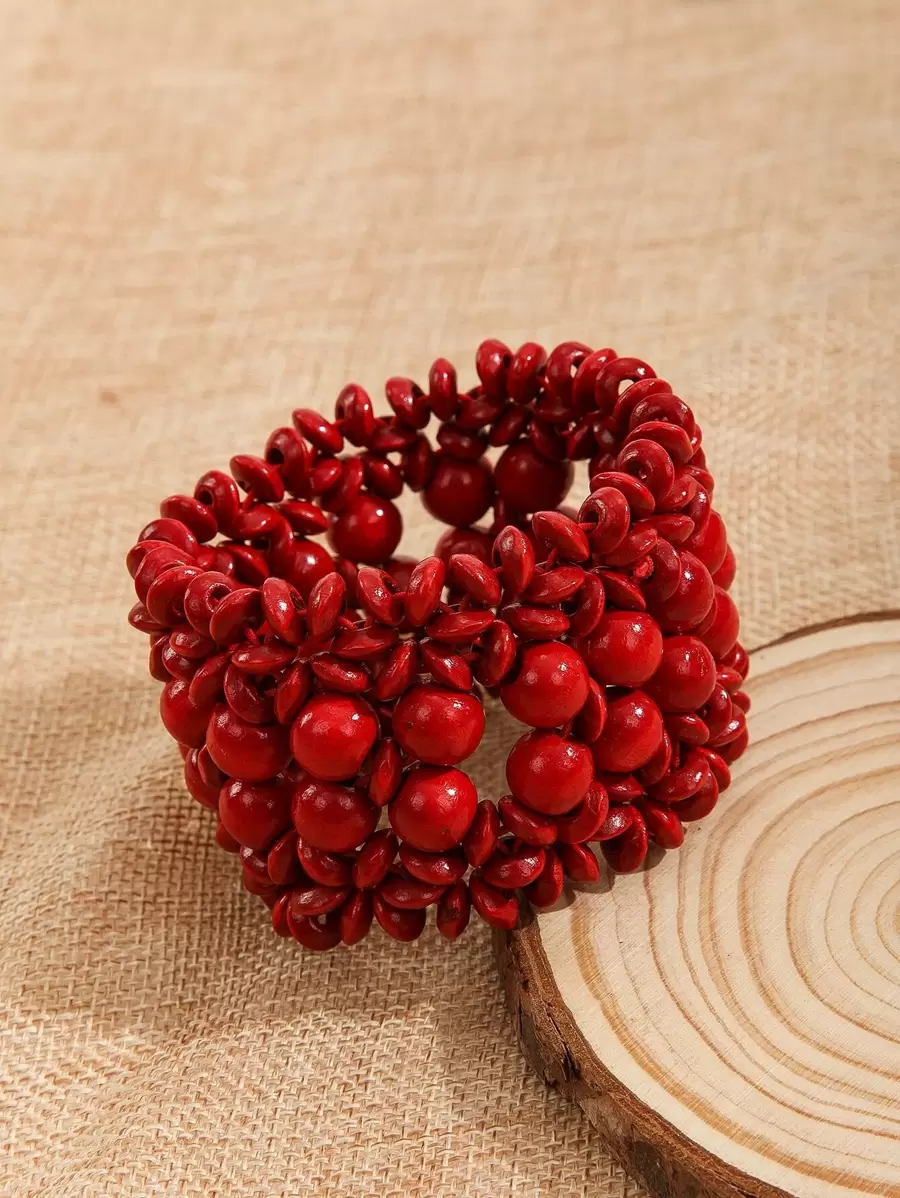 Minimalist Wooden Bangle - Red - View 1