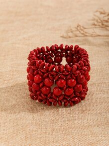 Minimalist Wooden Bangle - Red - View 2