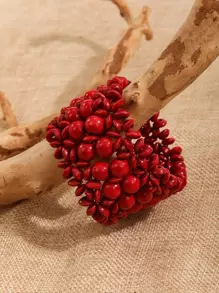 Minimalist Wooden Bangle - Red - View 3