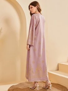 Al Najma 燙金花朵印花長袍連衣裙 - 粉色 - 查看 2