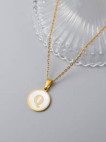 Hombres Collar colgante de redondo - Amarillo Oro - Ver 1