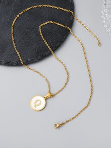 Hombres Collar colgante de redondo - Amarillo Oro - Ver 3