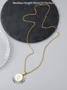 Hombres Collar colgante de redondo - Amarillo Oro - Ver 4