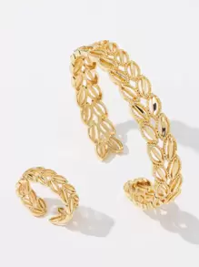 1pc Hollow Out Bangle & Cuff Ring Copper Jewelry