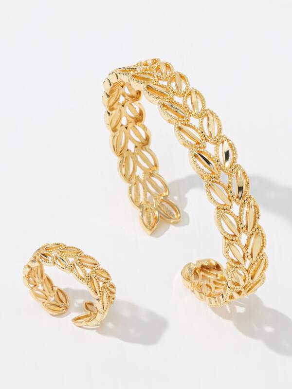 1 pièce Ajouré Bracelet & Bague Ouverte Cuivre Bijou