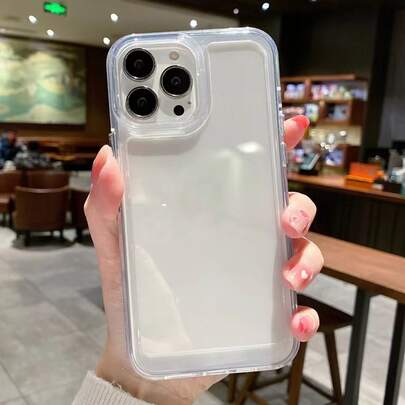 白色纯色手机壳，兼容 15/15Pro/15Plus/15Pro Max，防水防震防摔防刮，春季礼物