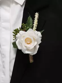 Flower & Leaf Decor Boutonniere - Multicolor - View 1