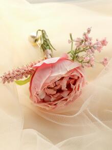 Faux Pearl & Flower Decor Boutonniere - Nhiều màu - Xem 4