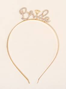 Rhinestone Letter Decor Bridal Headband Valentine's Day Accessories - Gold - View 1