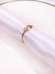 4pcs Moon & Star Design Napkin Ring - Gold - View 1