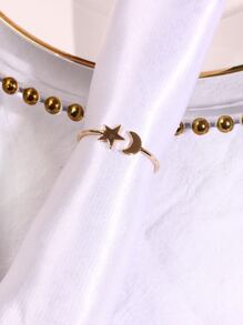 4pcs Moon & Star Design Napkin Ring - Gold - View 3