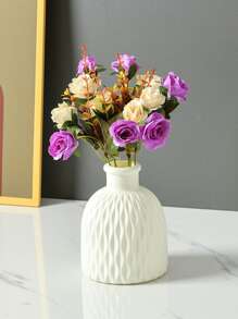 1 pieza Jarrón liso, jarrón blanco para decoración del hogar, decoración del hogar, jarrón de flores, centro de mesa, decoración de mesa - Blanco - Ver 2