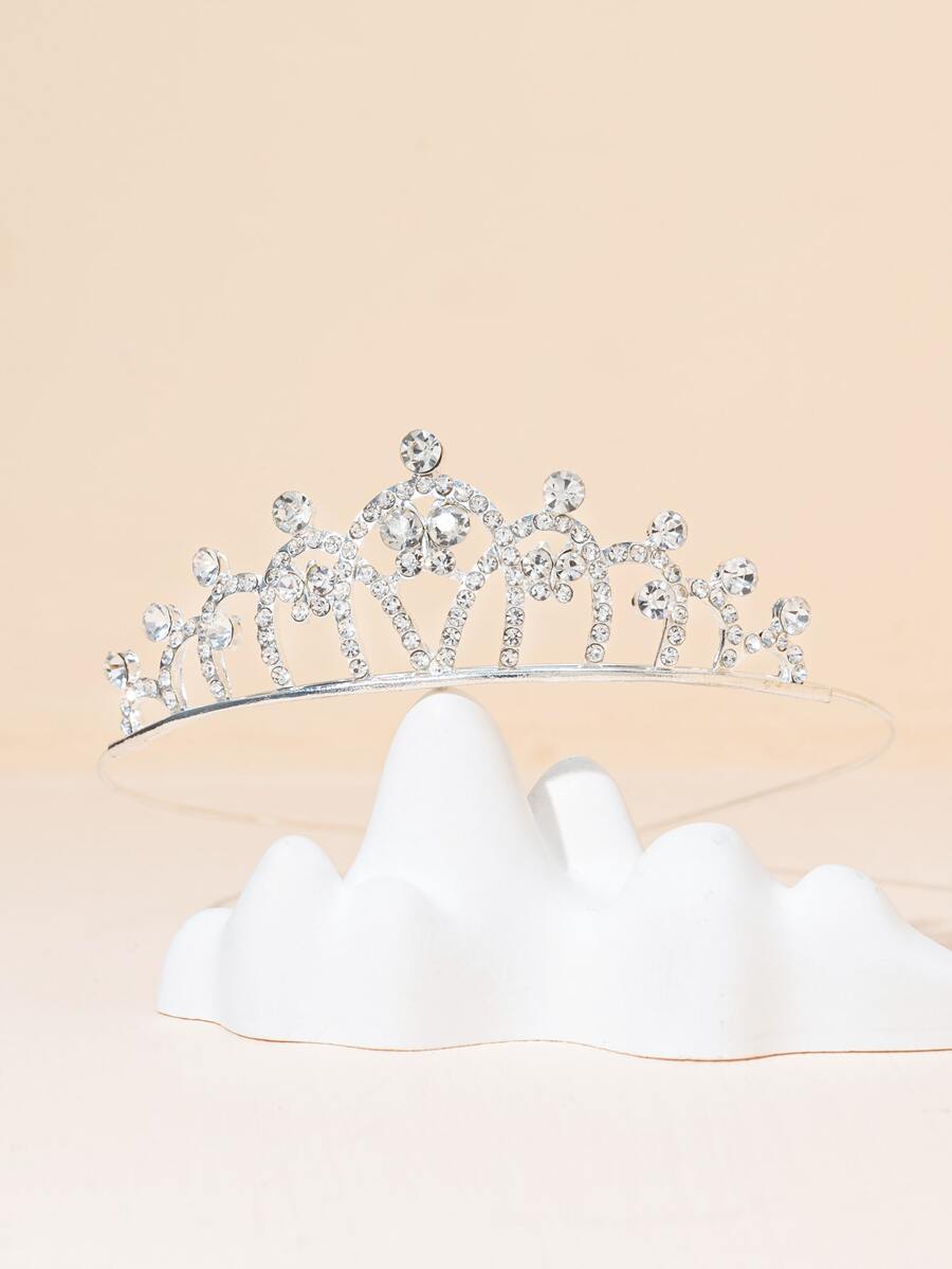 鑲嵌水晶簡約新娘髮飾，適用於婚禮派對頭飾 - 銀色 - 查看 1