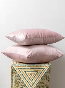 1pc Minimalist Cushion Cover Without Filler, Simple Pink Throw Pillow Case, For Sofa, Living Room - Baby Pink - View 5
