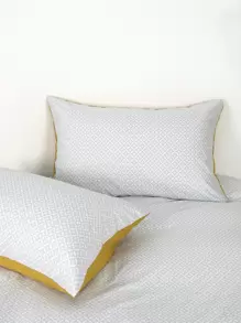 1pair Geometric Pattern Pillowcase Without Filler - Light Grey - View 1