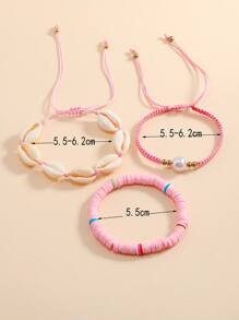 3入組貝殼裝飾手環