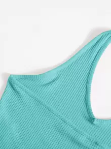 Muchica Top halter corto tejido de canalé - Azul menta - Ver 5
