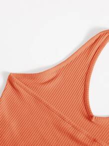 Muchica Rib-Knit Crop Halter Top - Coral Orange - View 6