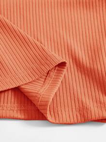 Muchica Rib-Knit Crop Halter Top - Coral Orange - View 5