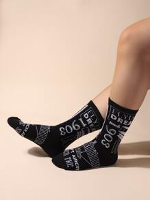Nam Slogan Graphic Crew Socks - Nhiều màu - Xem 1