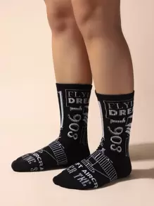 Nam Slogan Graphic Crew Socks - Nhiều màu - Xem 2