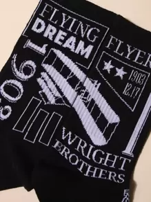 Nam Slogan Graphic Crew Socks - Nhiều màu - Xem 4