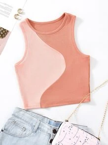 SHEIN Unity Color Block Ribbed Knit Tank Top - Multicolor - View 1