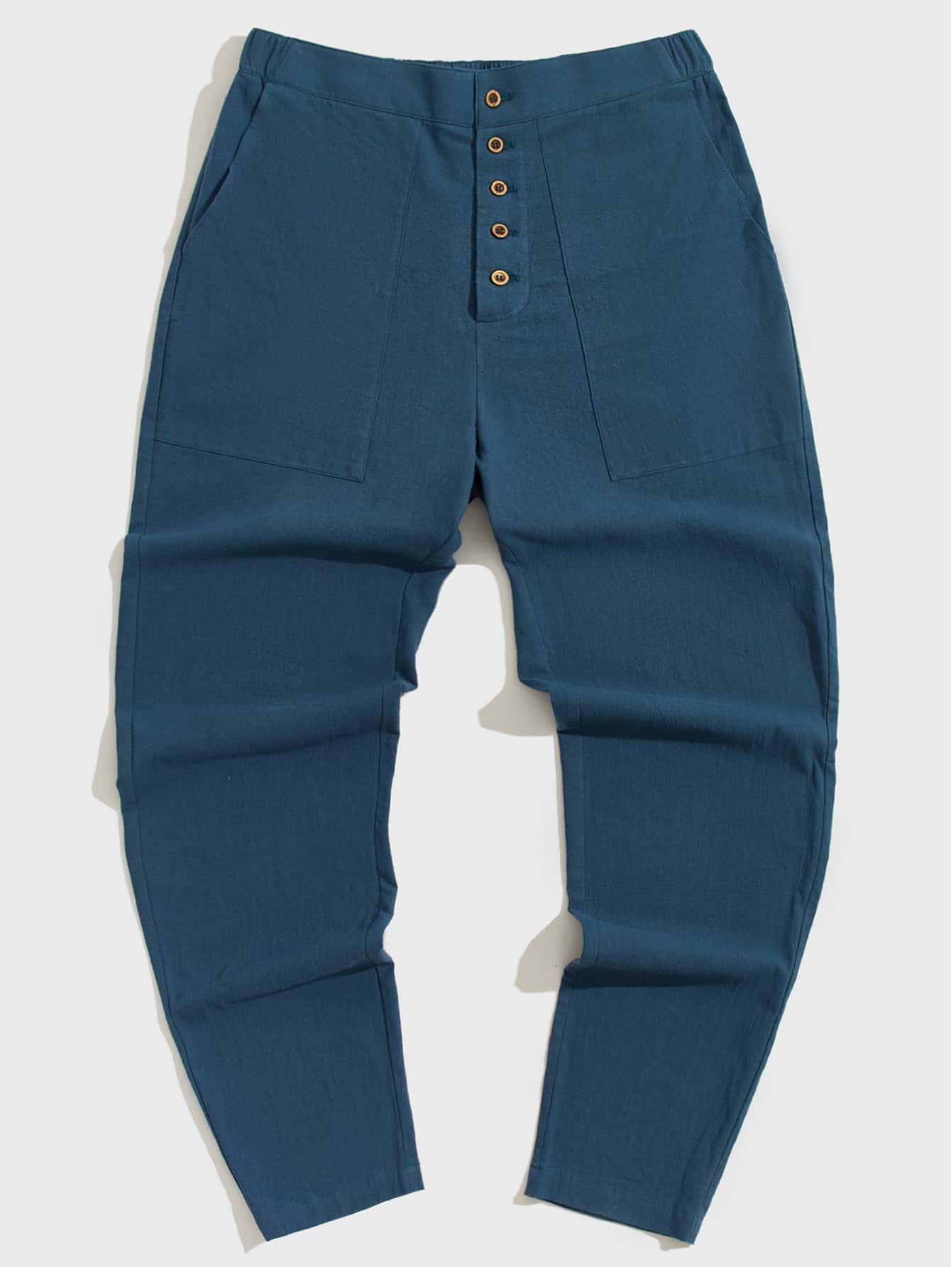 GENTILAND Men Slant Pocket Trousers - Blue - View 1