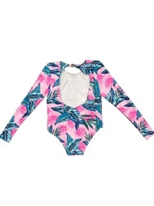 Bikinx Toddler Girls Tropical Print Cut Out Tie Back One Piece Swimsuit - Multicolor - View 4