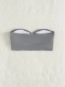 Ring Linked Bandeau Bikini Top, For Summer Beach Vacation - Light Grey - View 2