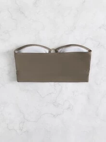 Ring Linked Bandeau Bikini Top, For Summer Beach Vacation - Mocha Brown - View 2